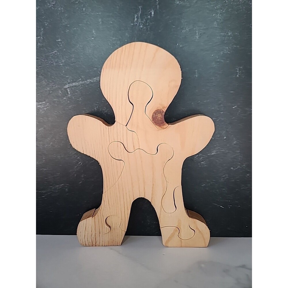 Vintage Wooden Handmade Gingerbread Wooden Puzzle